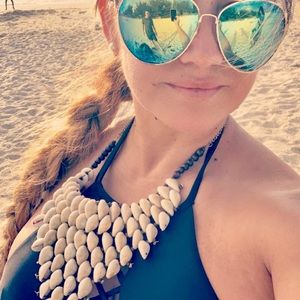 Cowrie statement necklace with earrings